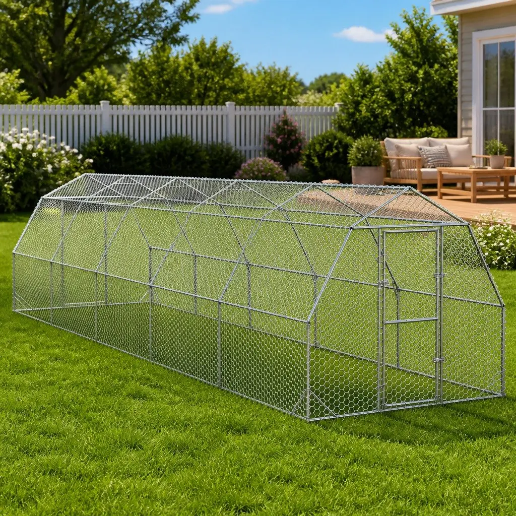 Chicken Run 2.5x10x2.25m with Galvanised Steel Frame