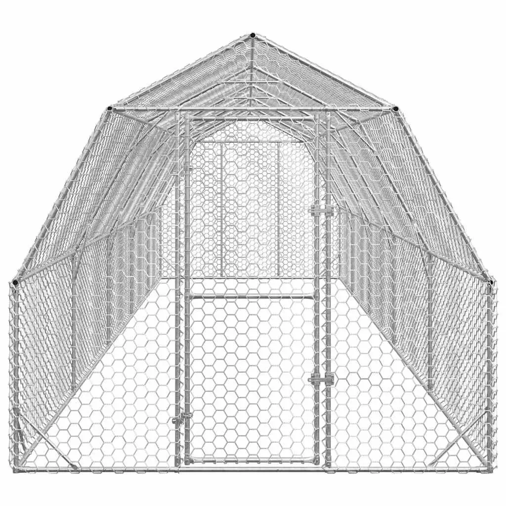 Chicken Run Galvanised Steel 2.5x10x2.25m Silver Hexagonal Mesh Poultry Enclosure