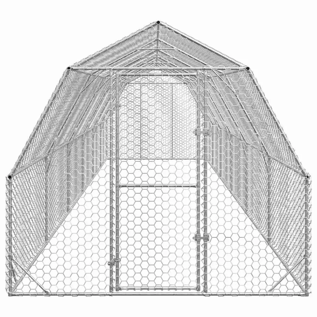 Chicken Run Galvanised Steel 2.5m x 12m x 2.25m Silver Hexagonal Mesh