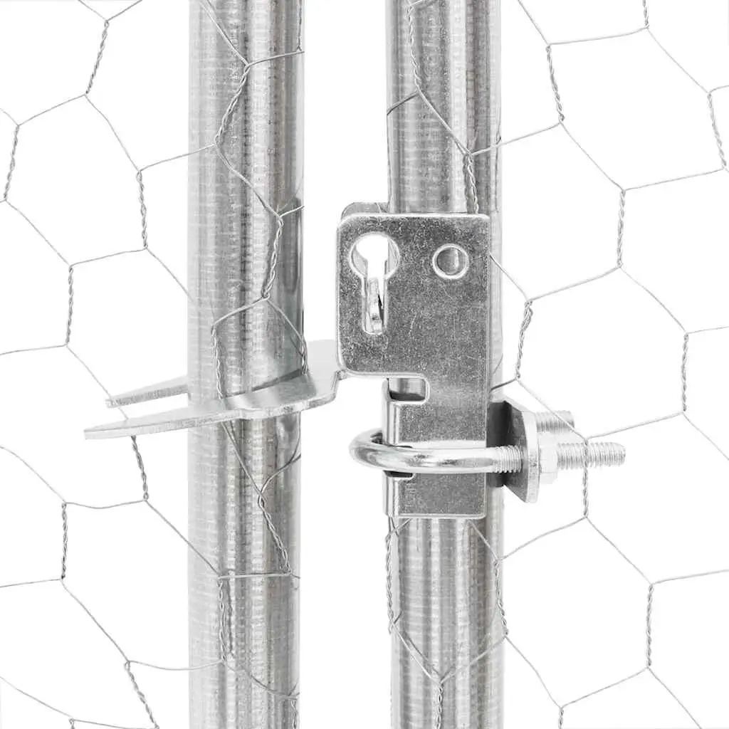 Chicken Run Galvanised Steel 2.5m x 12m x 2.25m Silver Hexagonal Mesh