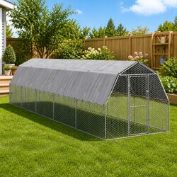 Durable Walk-In Chicken Run with Roof 2.5x10x2.25 m