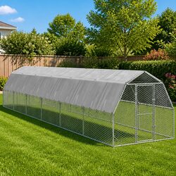 Durable Chicken Run with Roof 2.5x12x2.25m Steel Enclosure