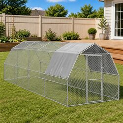 Chicken Run with Roof Walk-in Coop Hexagonal Mesh Galvanised Steel Frame