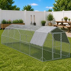 Durable Chicken Run with Roof 2.5x10x2.25m Galvanised Steel