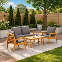 Premium 4-Piece Acacia Wood Bistro Set for Outdoors