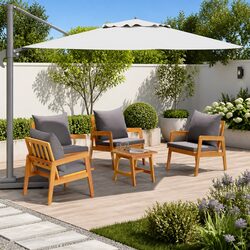 5-Piece Outdoor Bistro Set in Brown Solid Acacia Wood