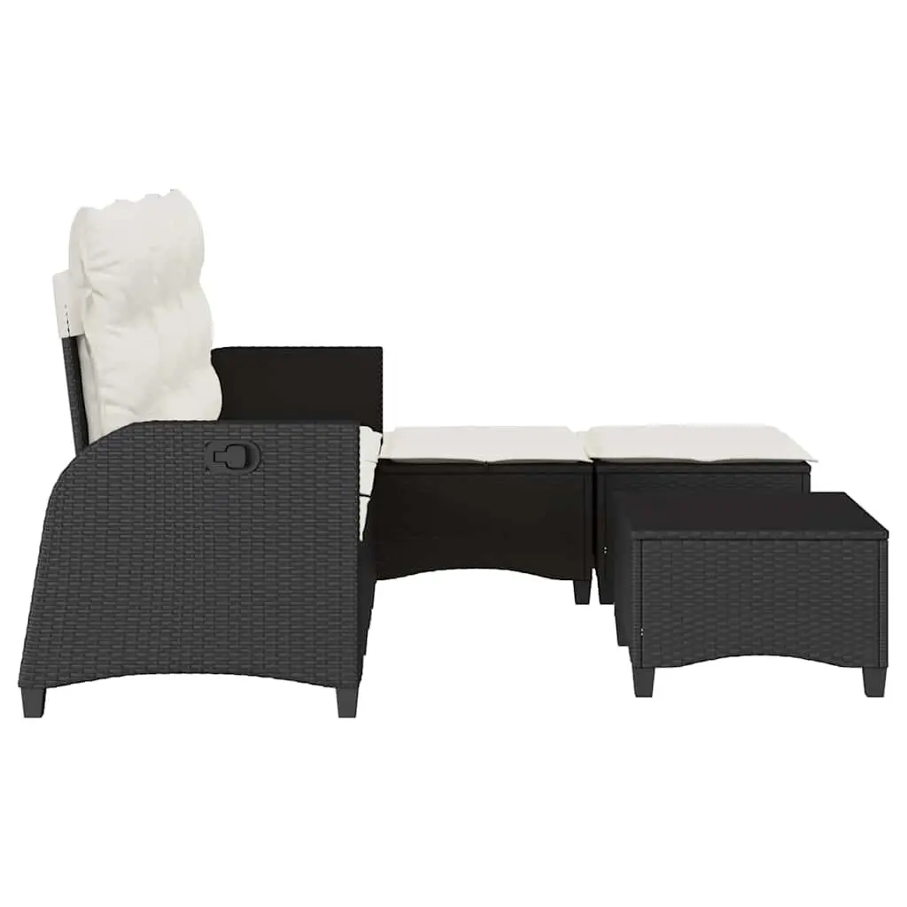 L-Shaped Garden Sofa Set PE Rattan 3 Piece Outdoor Furniture Black