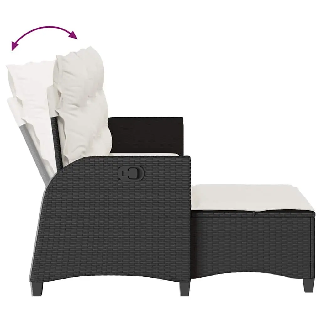 L-Shaped Garden Sofa Set PE Rattan 3 Piece Outdoor Furniture Black