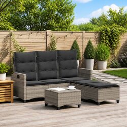 Durable L-shaped Garden Sofa Set 3 Piece Grey