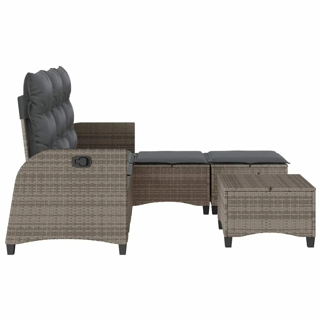 L-shaped Garden Sofa Set PE Rattan 3 Piece Outdoor Furniture Grey