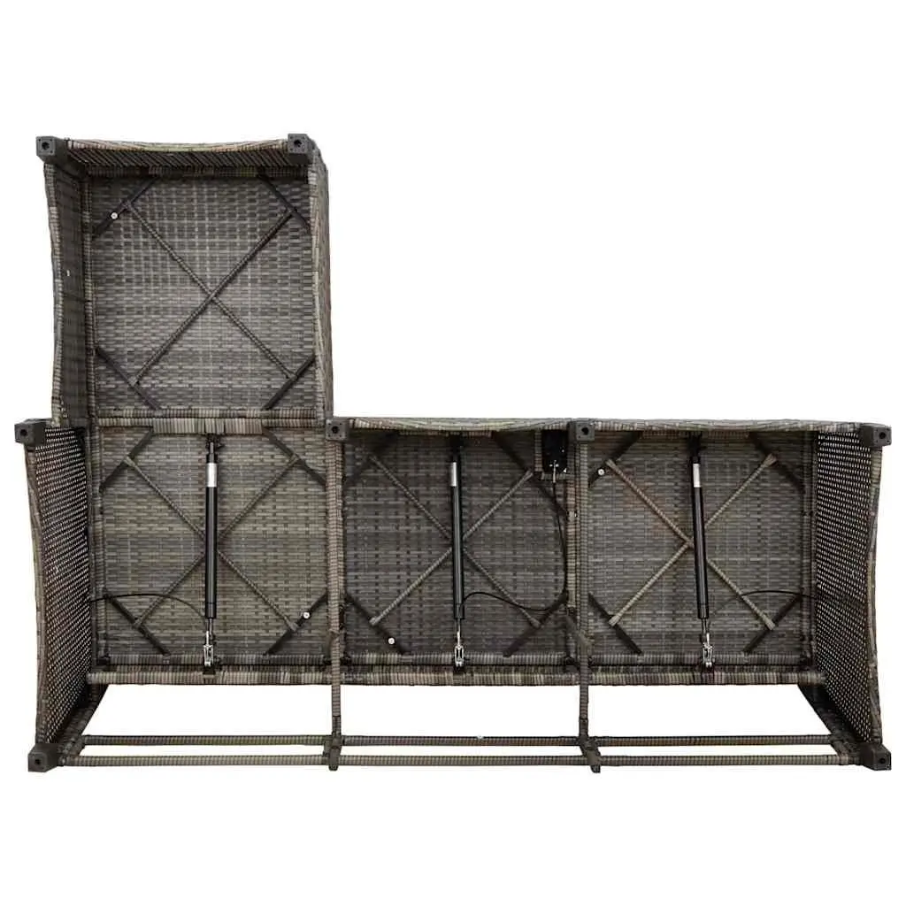 L-shaped Garden Sofa Set PE Rattan 3 Piece Outdoor Furniture Grey