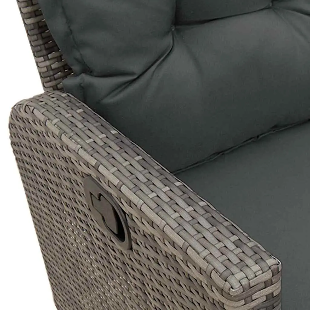 L-shaped Garden Sofa Set PE Rattan 3 Piece Outdoor Furniture Grey