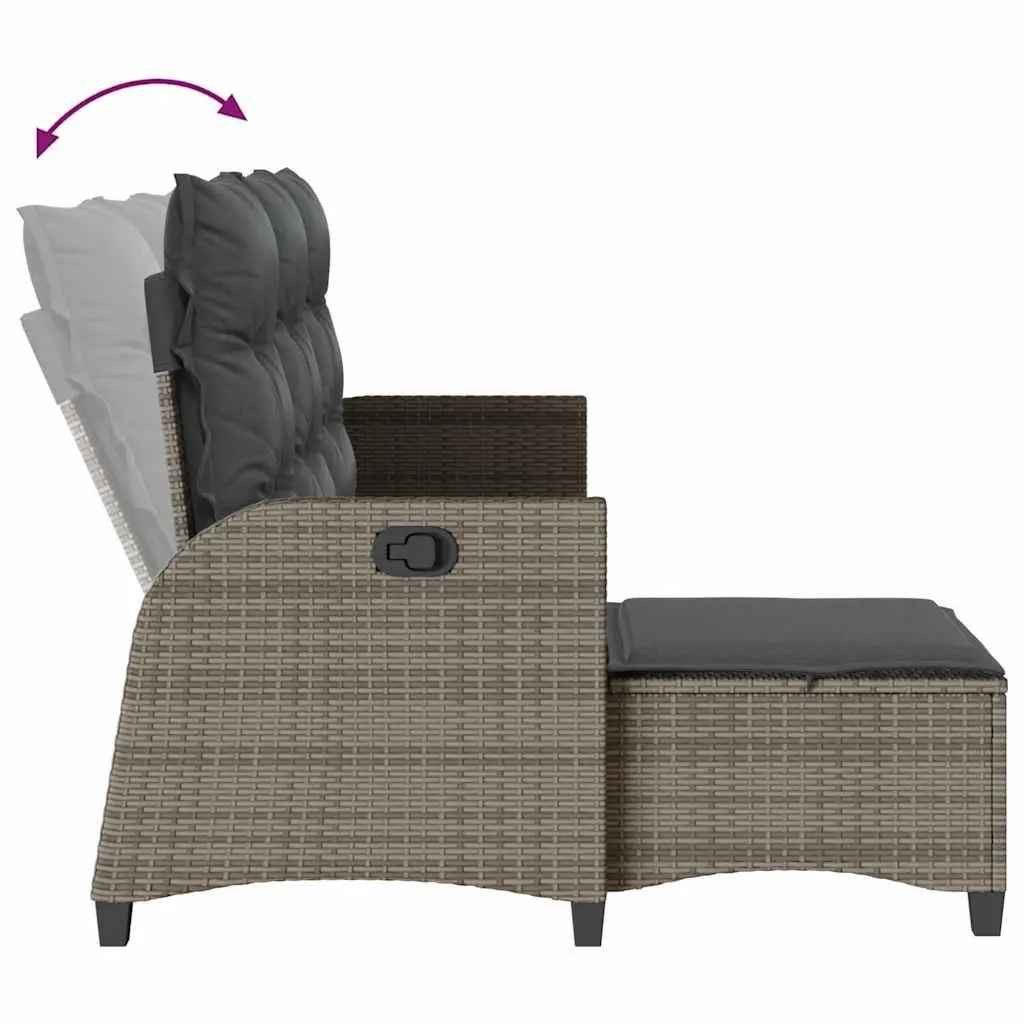 L-shaped Garden Sofa Set PE Rattan 3 Piece Outdoor Furniture Grey