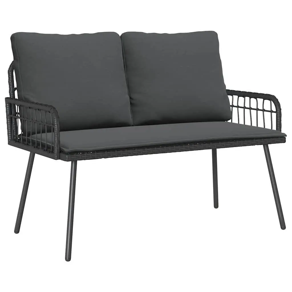 Garden Dining Set with Cushions in Black