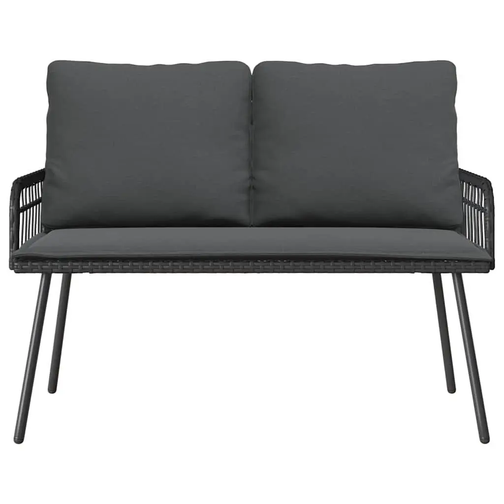 Garden Dining Set with Cushions in Black