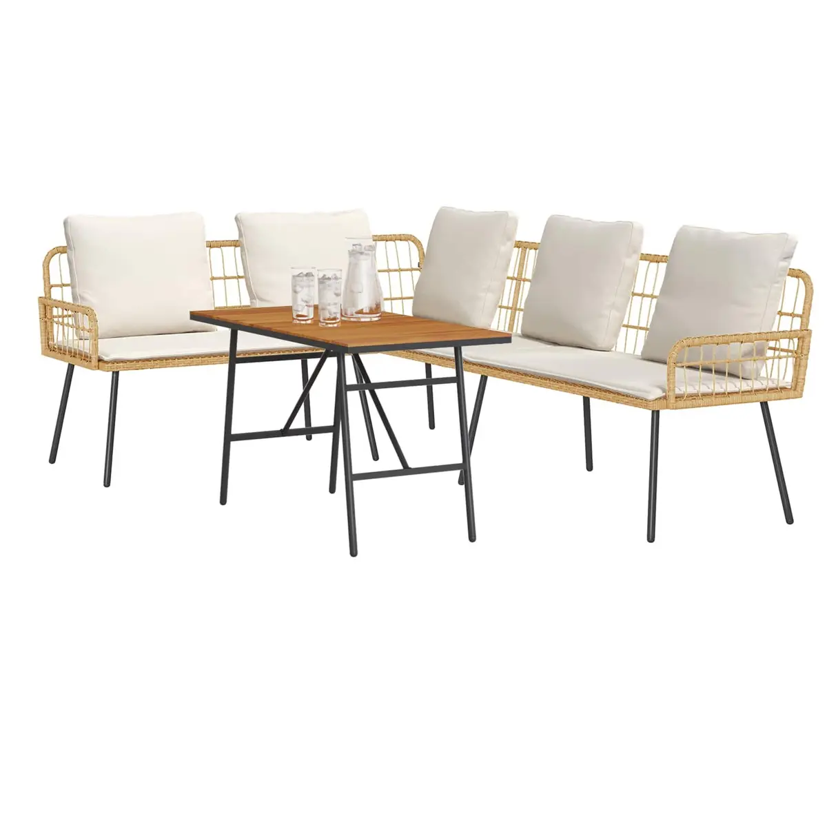 2-Piece Garden Sofa Set in Beige Poly Rattan