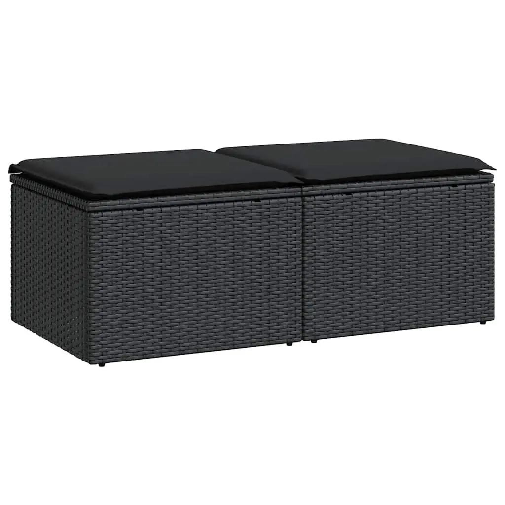 Garden Sofa Set PE Rattan 2 Piece Outdoor Furniture Black