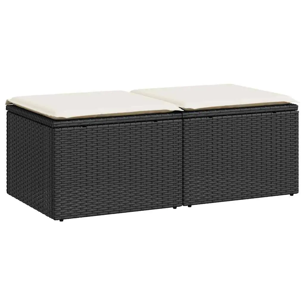 Outdoor Garden Sofa Set PE Rattan 2 Piece Black