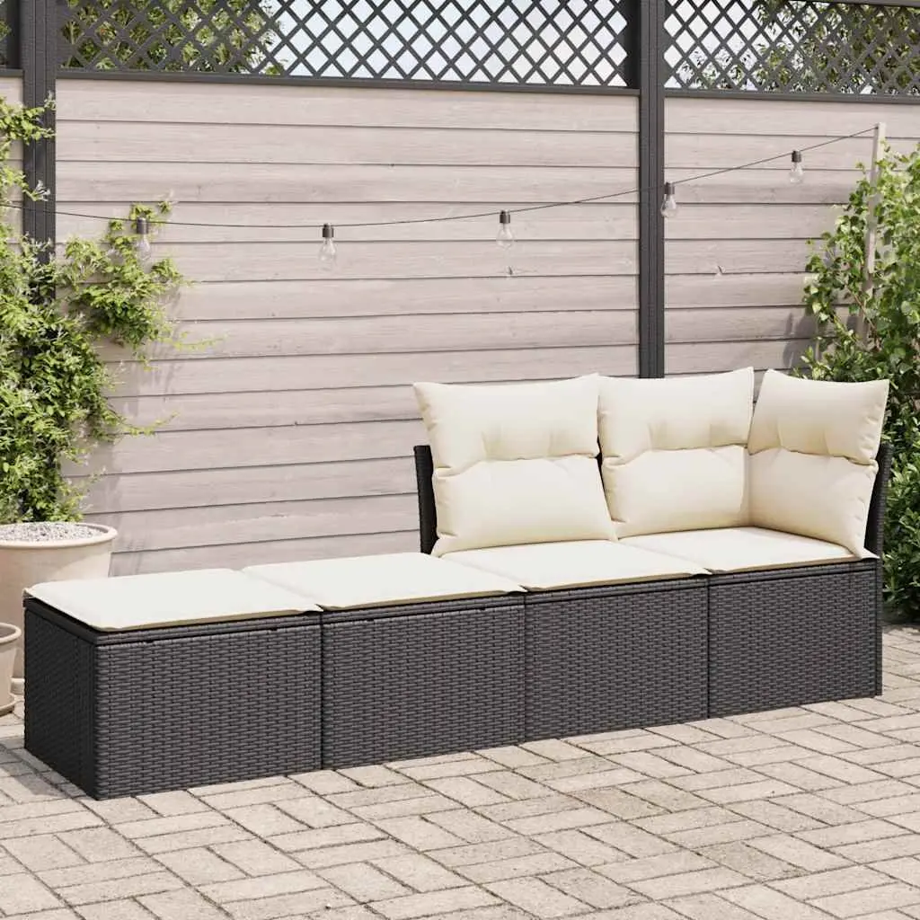 Outdoor Garden Sofa Set PE Rattan 2 Piece Black