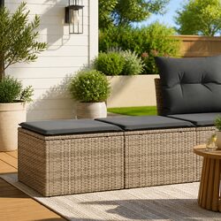 Durable Grey Poly Rattan Garden Sofa Set with Cushions