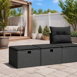 Black Poly Rattan Garden Sofa Set with Storage - 2 Pieces
