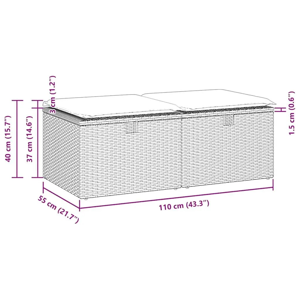 Black Poly Rattan 2 Piece Garden Sofa Set with Storage