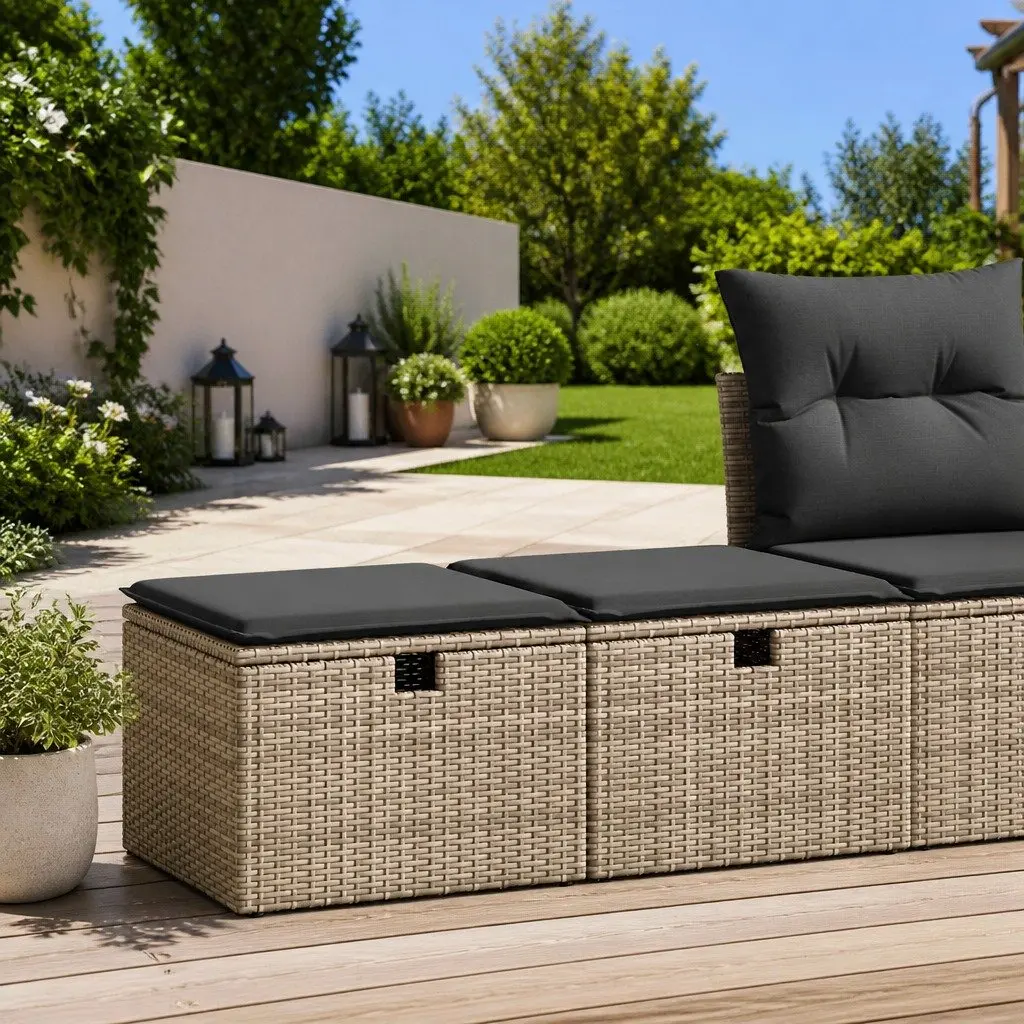 2 Piece Grey Outdoor Sofa Set with Cushions