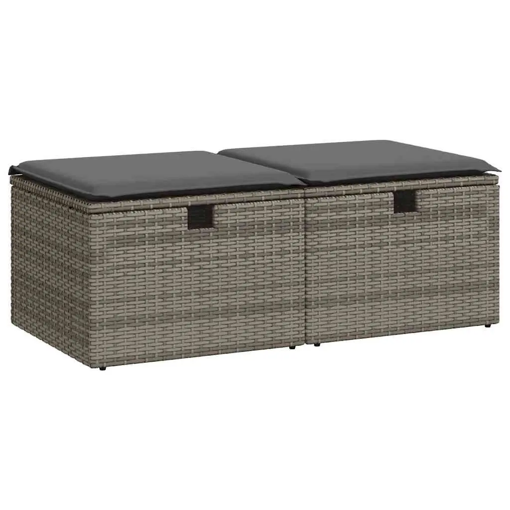 2 Piece Grey Outdoor Sofa Set with Cushions