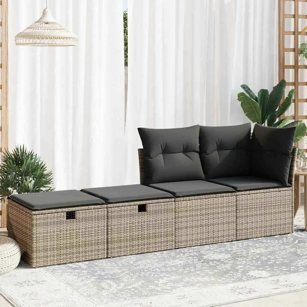 2 Piece Grey Outdoor Sofa Set with Cushions