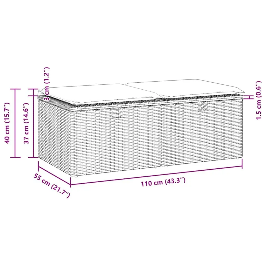 2 Piece Grey Outdoor Sofa Set with Cushions
