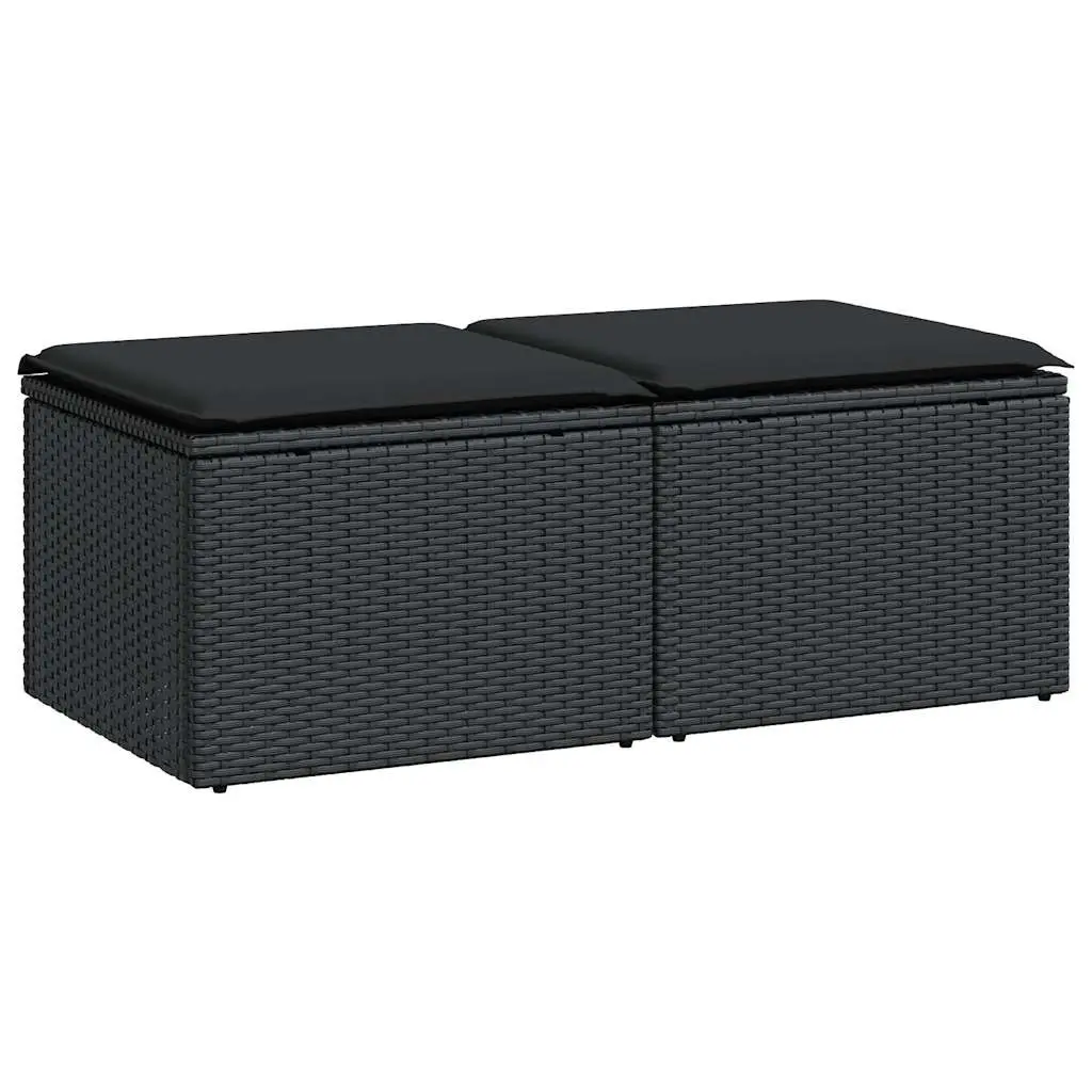 Black Modular Garden Sofa Set with Cushions