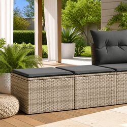 2-Piece Garden Sofa Set with Grey Cushions and Storage