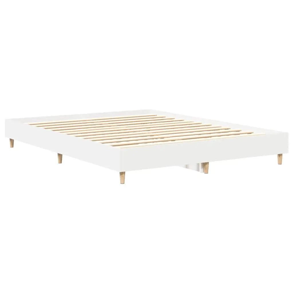 White Bed Frame 150x200 cm with Slatted Base