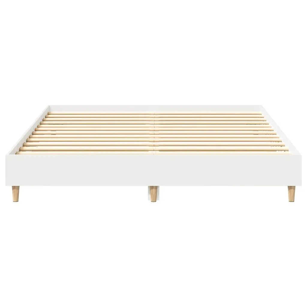 White Bed Frame 150x200 cm with Slatted Base