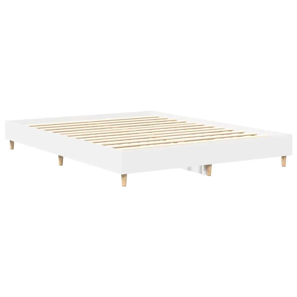 White Bed Frame 150x200 cm with Slatted Base