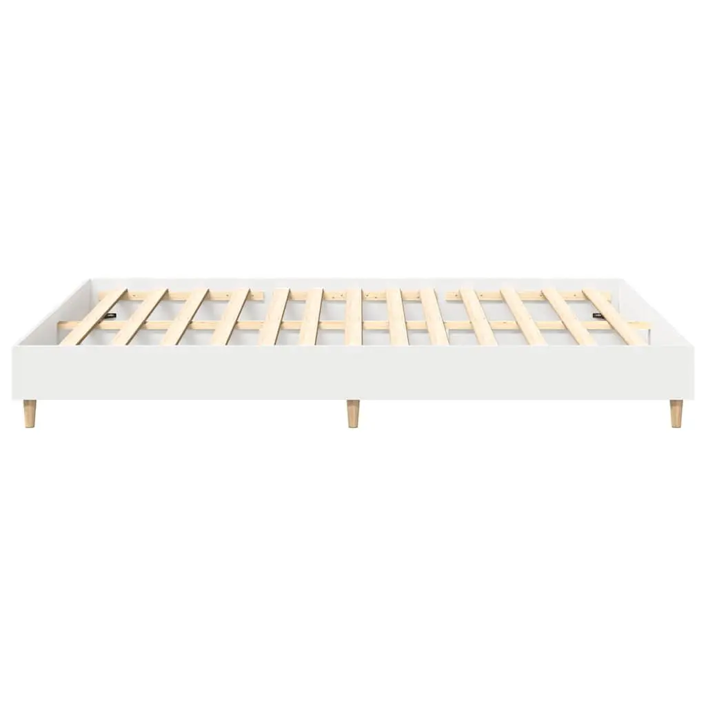White Bed Frame 150x200 cm with Slatted Base
