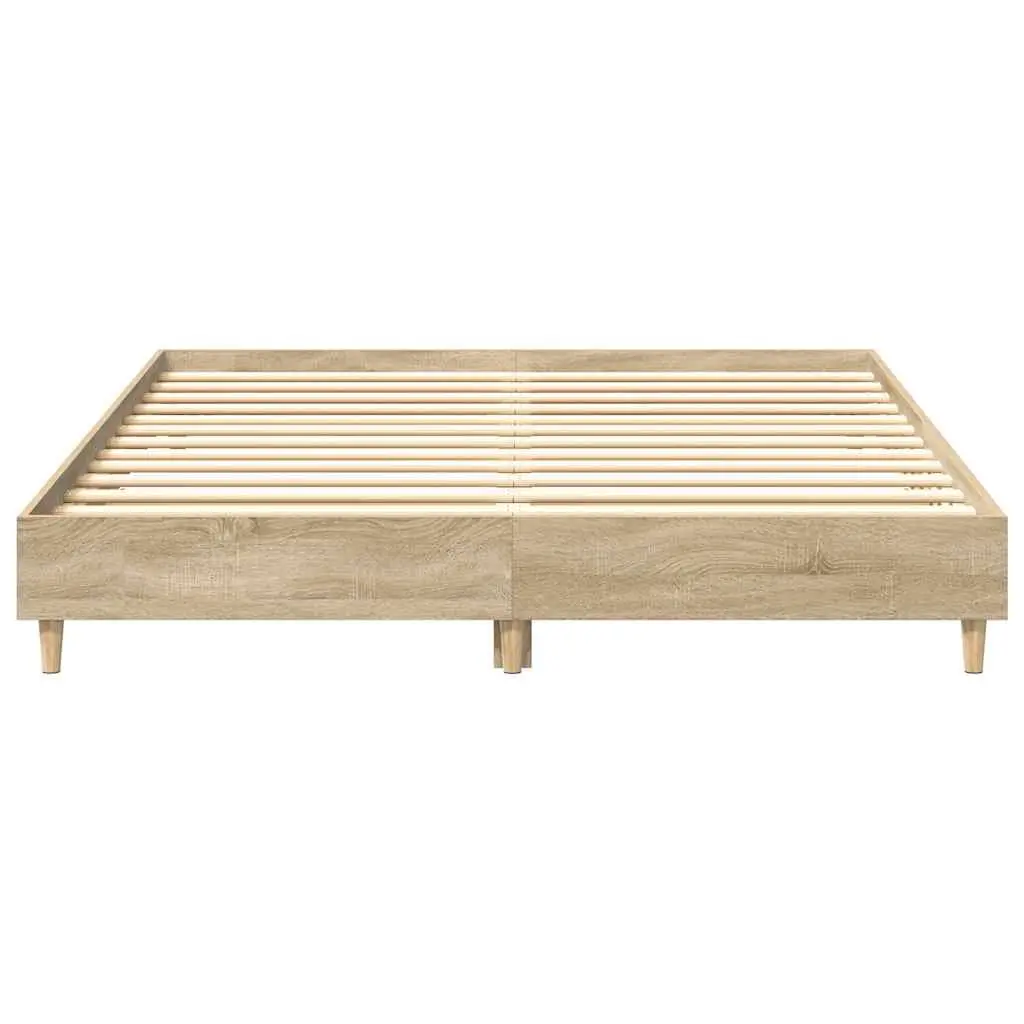 Bed Frame Engineered Wood 150x200 cm Brown Sonoma Oak Slatted Base