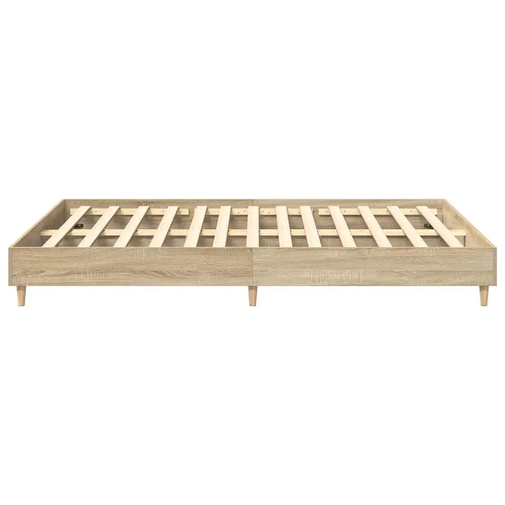 Bed Frame Engineered Wood 150x200 cm Brown Sonoma Oak Slatted Base