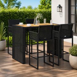Black Poly Rattan 5 Piece Garden Bar Set