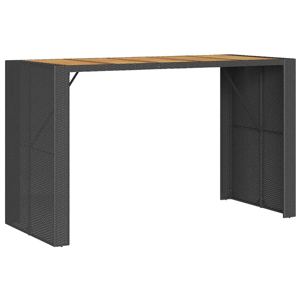 7 Piece Outdoor Garden Bar Set PE Rattan Steel Black Patio Furniture