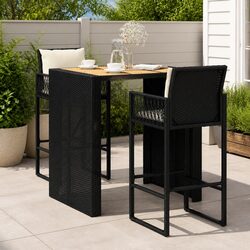 Durable Garden Bar Set with Cushioned Stools in Black