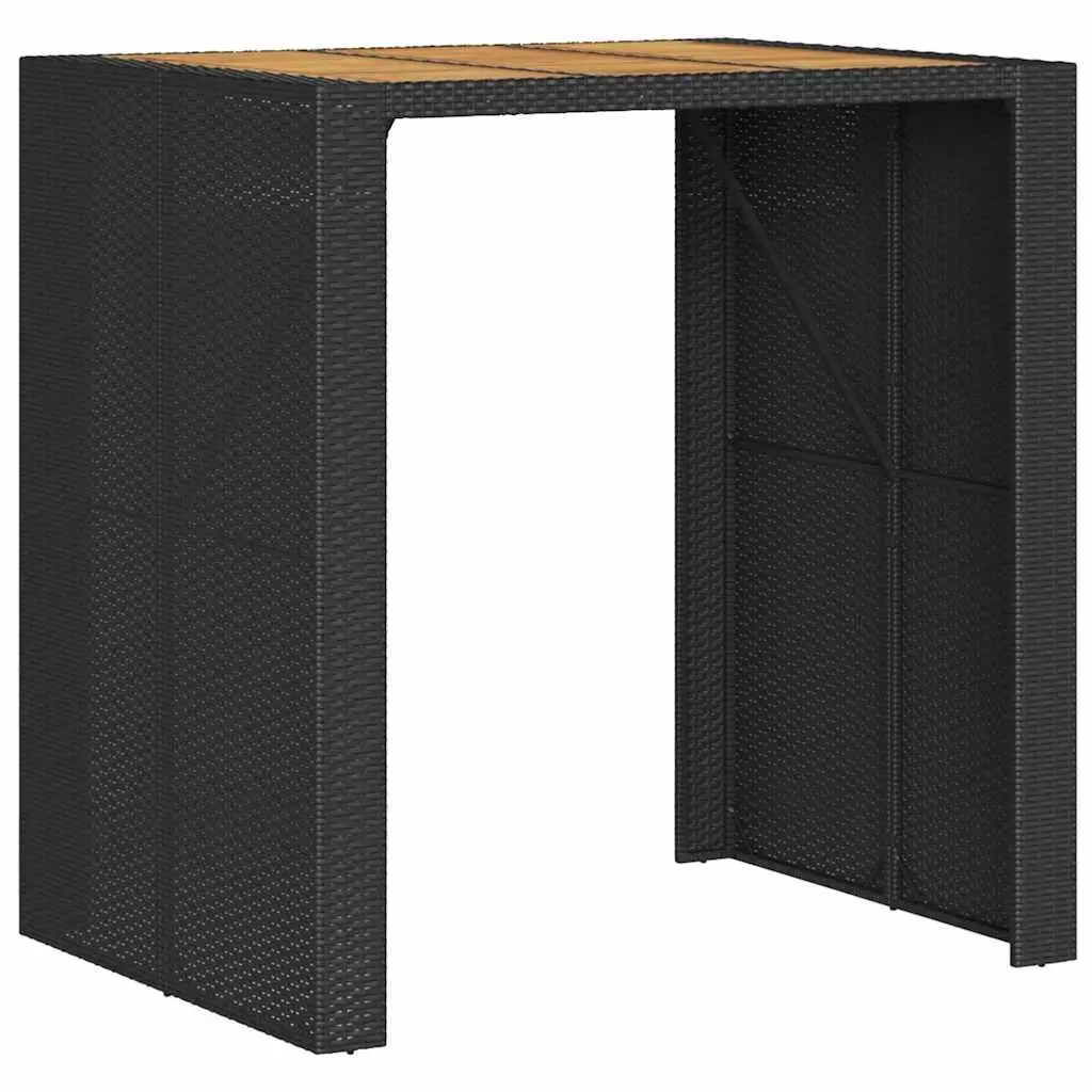 Garden Bar Set with Cushioned Stools in Black