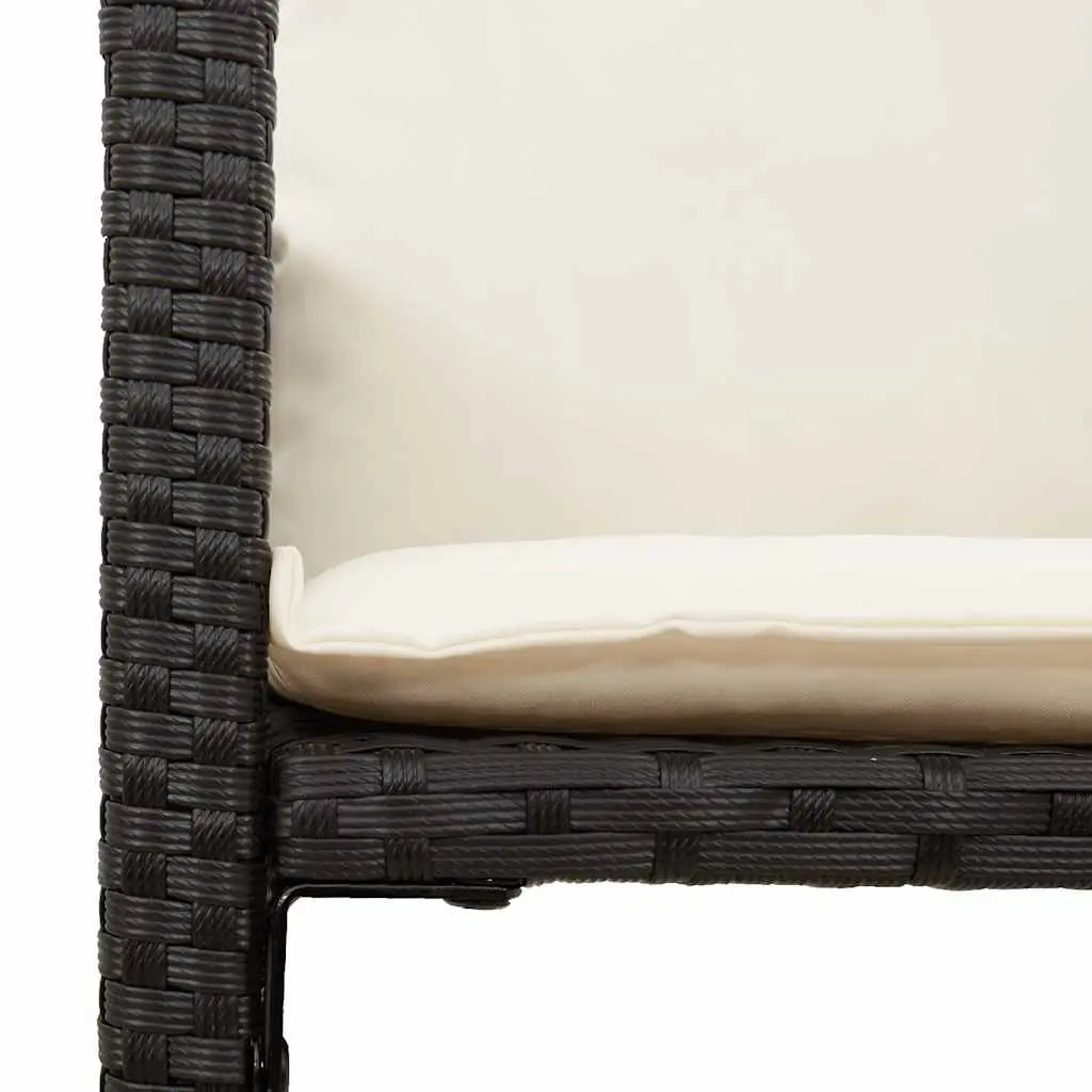 Garden Bar Set with Cushioned Stools in Black