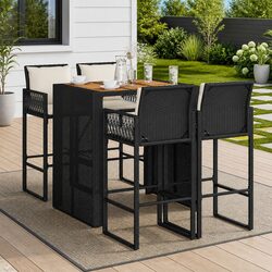5 Piece Garden Bar Set with Cushions - Durable Outdoor Furniture