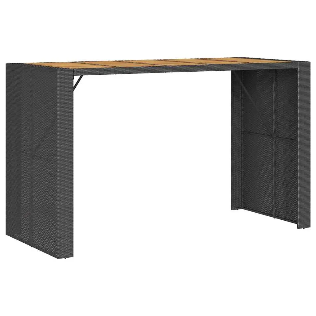 5 Piece Black Poly Rattan Garden Bar Set with Cushions