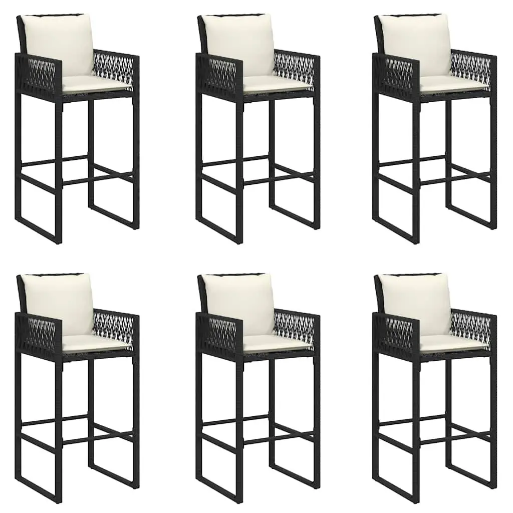 7 Piece Garden Bar Set PE Rattan Black Outdoor Patio