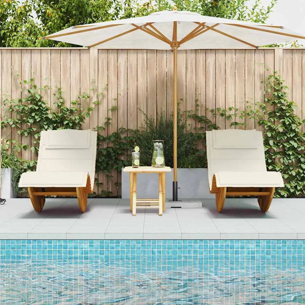 Sun Lounger Acacia Wood Outdoor 2pcs Brown