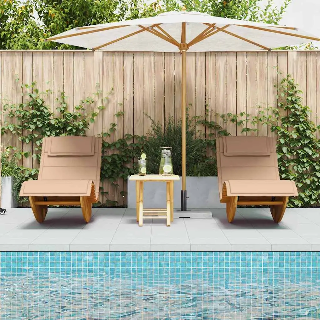 Sun Loungers Solid Acacia Wood Outdoor Brown 2 pcs