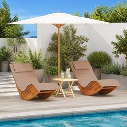 Brown Solid Acacia Outdoor Lounger for Two