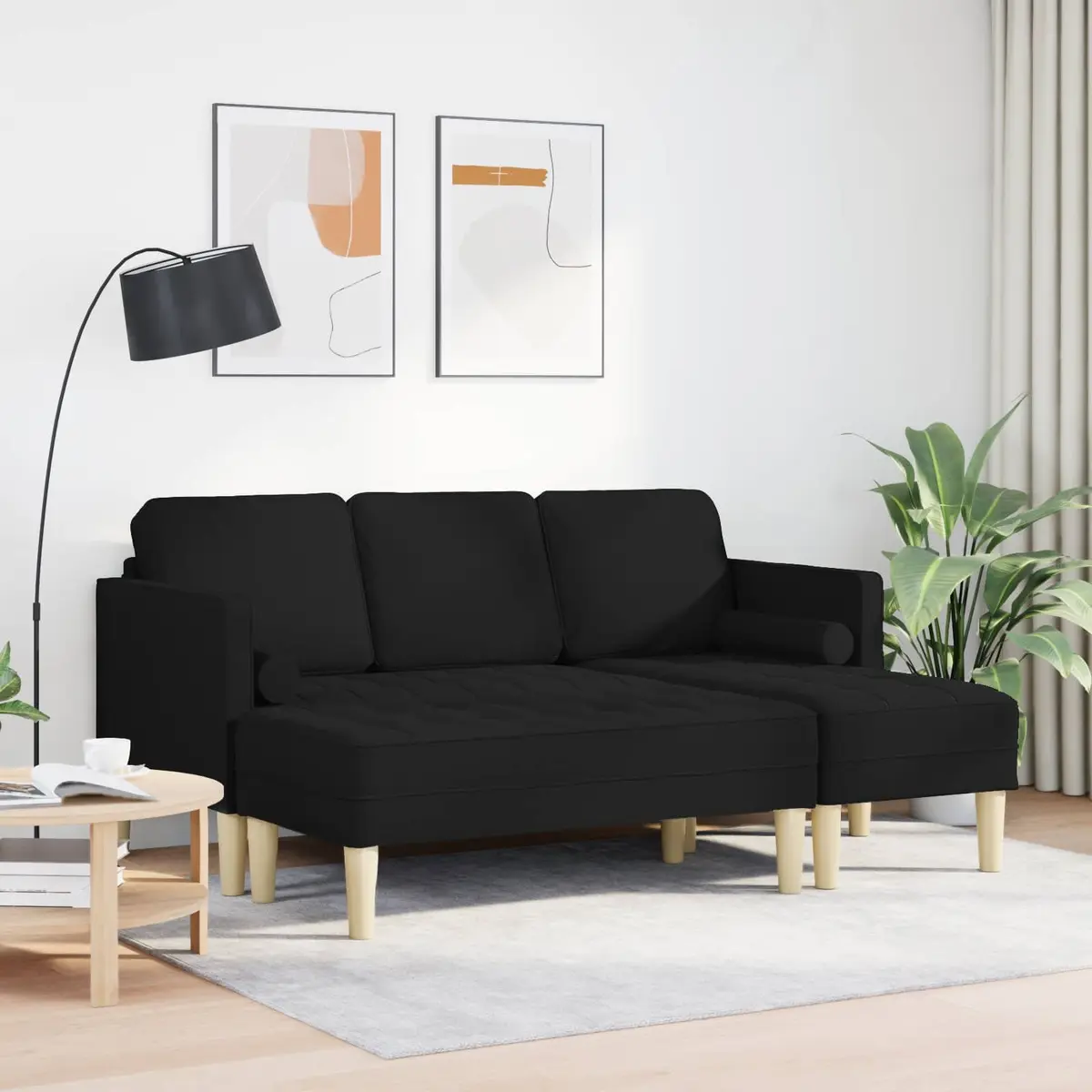 Black Modular Sofa Set 2 Pieces Polyester